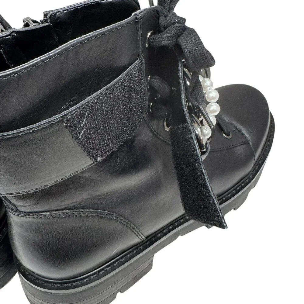 Karl Lagerfeld Women's Combat Boots  Maxi Chain Fem Size 8  NEW‎